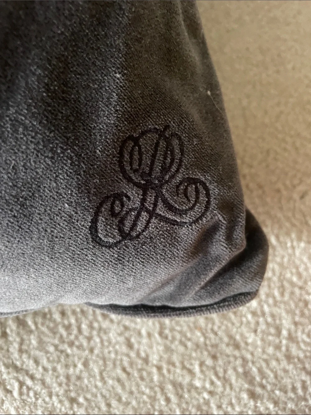 Ralph Lauren y2k velour  Dark Gray Accent Throw Pillow - Versatile Home Accent